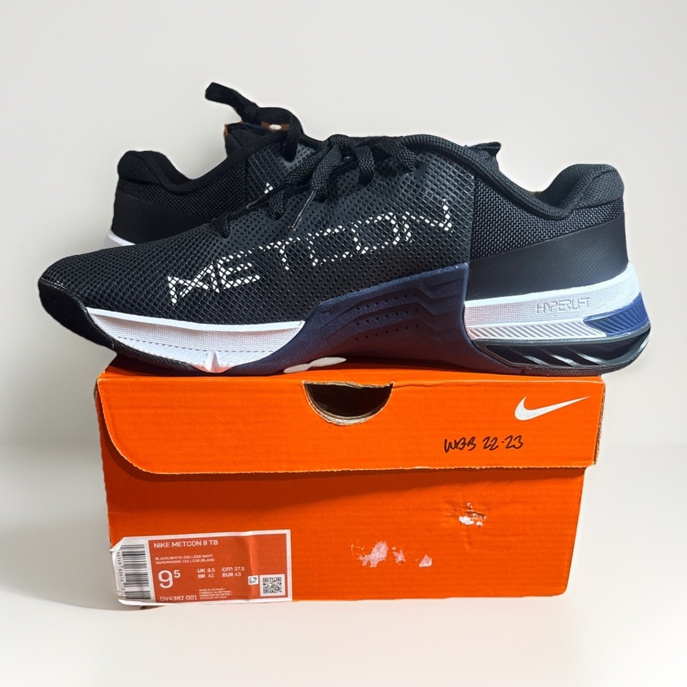 Nike Men's Metcon 8 Training Shoes Size 9.5 Black/Navy/White, DV4382-001